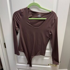 nuuds Women's Brown Long Sleeve Bodysuit